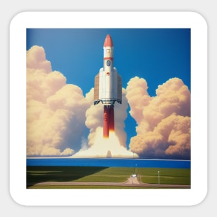 80s Rocket Launch Vintage Sticker